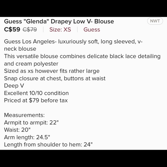 NWT Guess “Glenda” wrap blouse - Picture 6 of 7